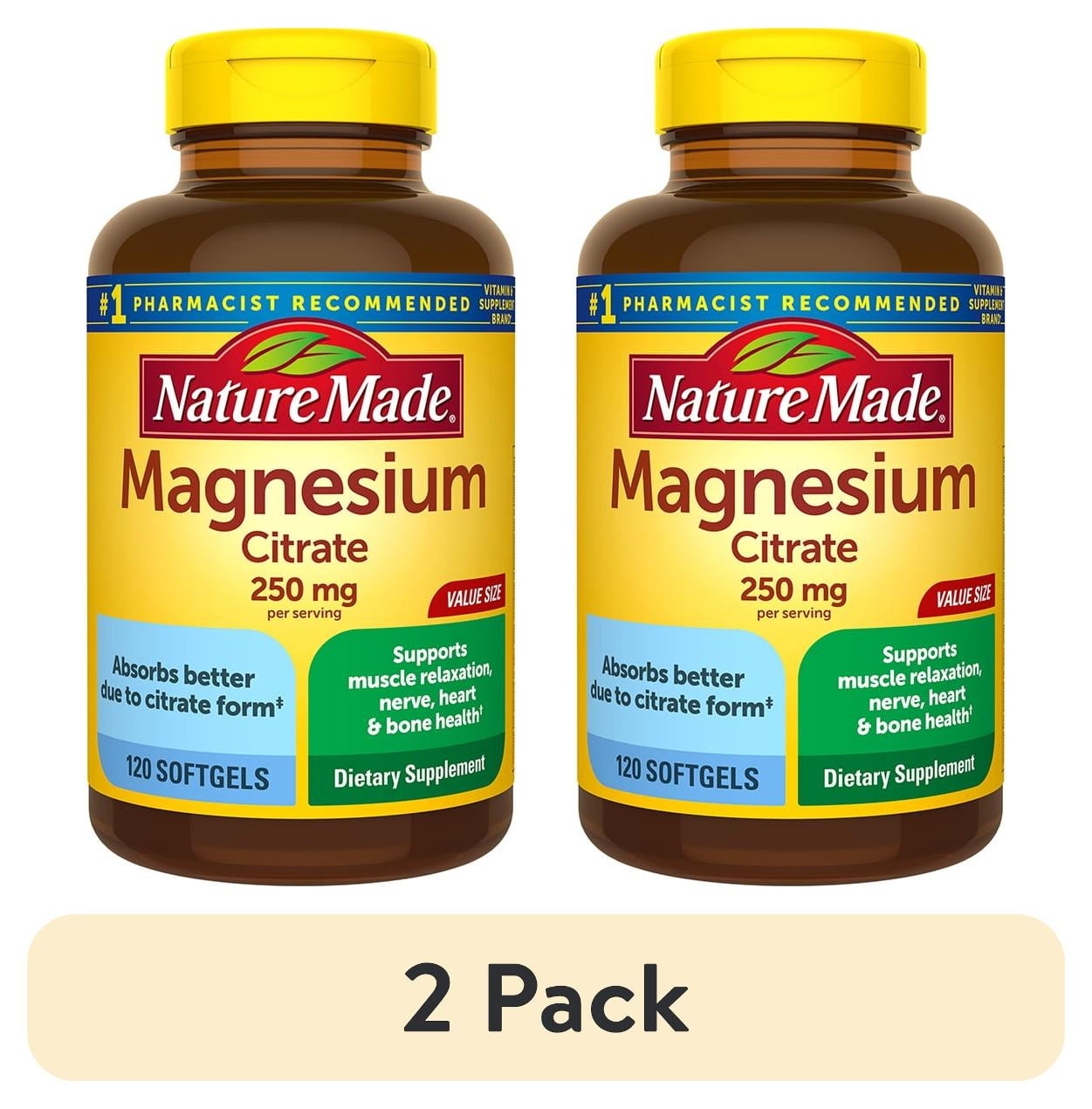 (2 pack) NATURE MADE Magnesium Citrate, Softgels, Value Size, 120.0 CT