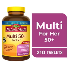 Nature Made Multivitamin For Women 50+ with No Iron Tablets, Women's Multivitamin, 210 Count