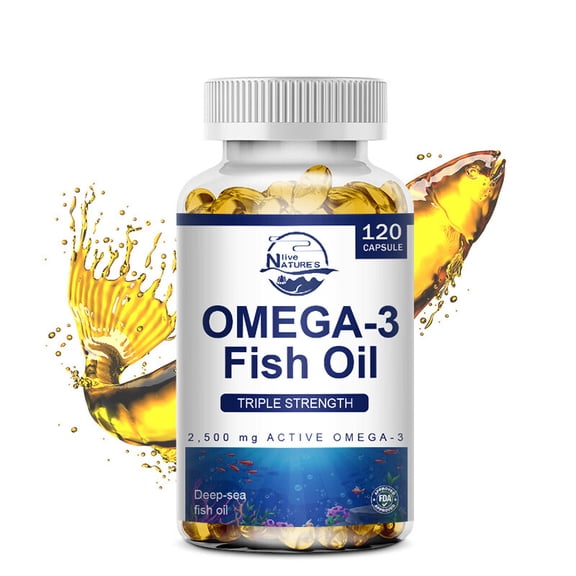 NATURE'S LIVE Omega 3 Fish Oil 2000mg (1296mg EPA + 864mg DHA), 3x Strength Concentrated Softgels for Cardiovascular & Cognitive Support, 120 Count