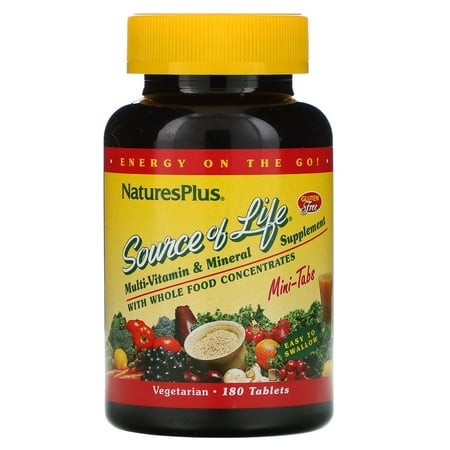 Nature's Plus Source of Life, Multi-Vitamin & Mineral Supplement with Whole Food Concentrates, 180 Mini Tablets