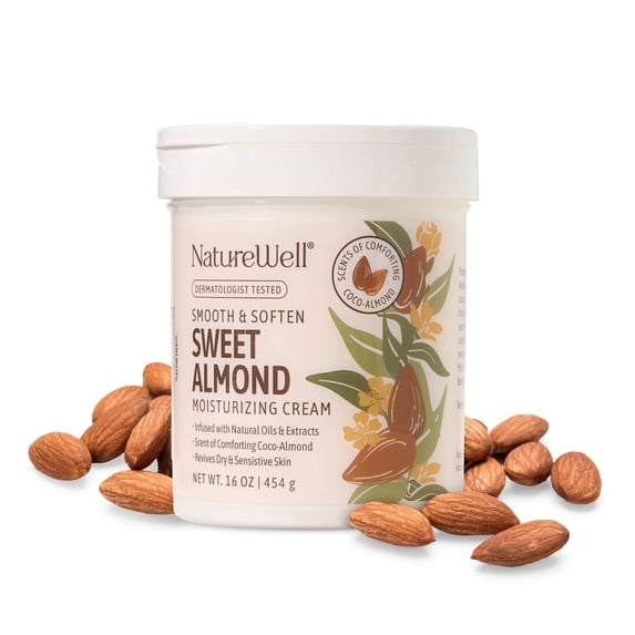NATURE WELL Sweet Almond Smooth & Soften Moisturizing Cream for Face, Body, & Hands, 16 Oz