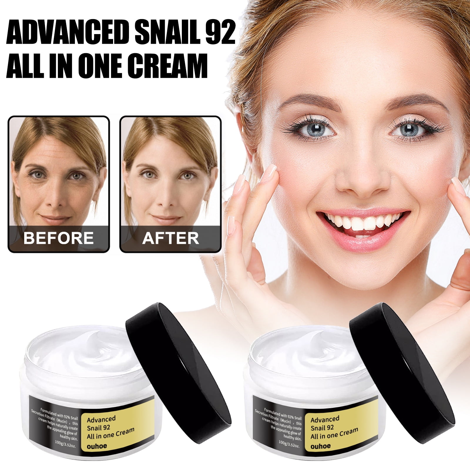 NATUREASY Snail Mucin 92 Moisturizer 3.52 oz, All In One Snail Cream
