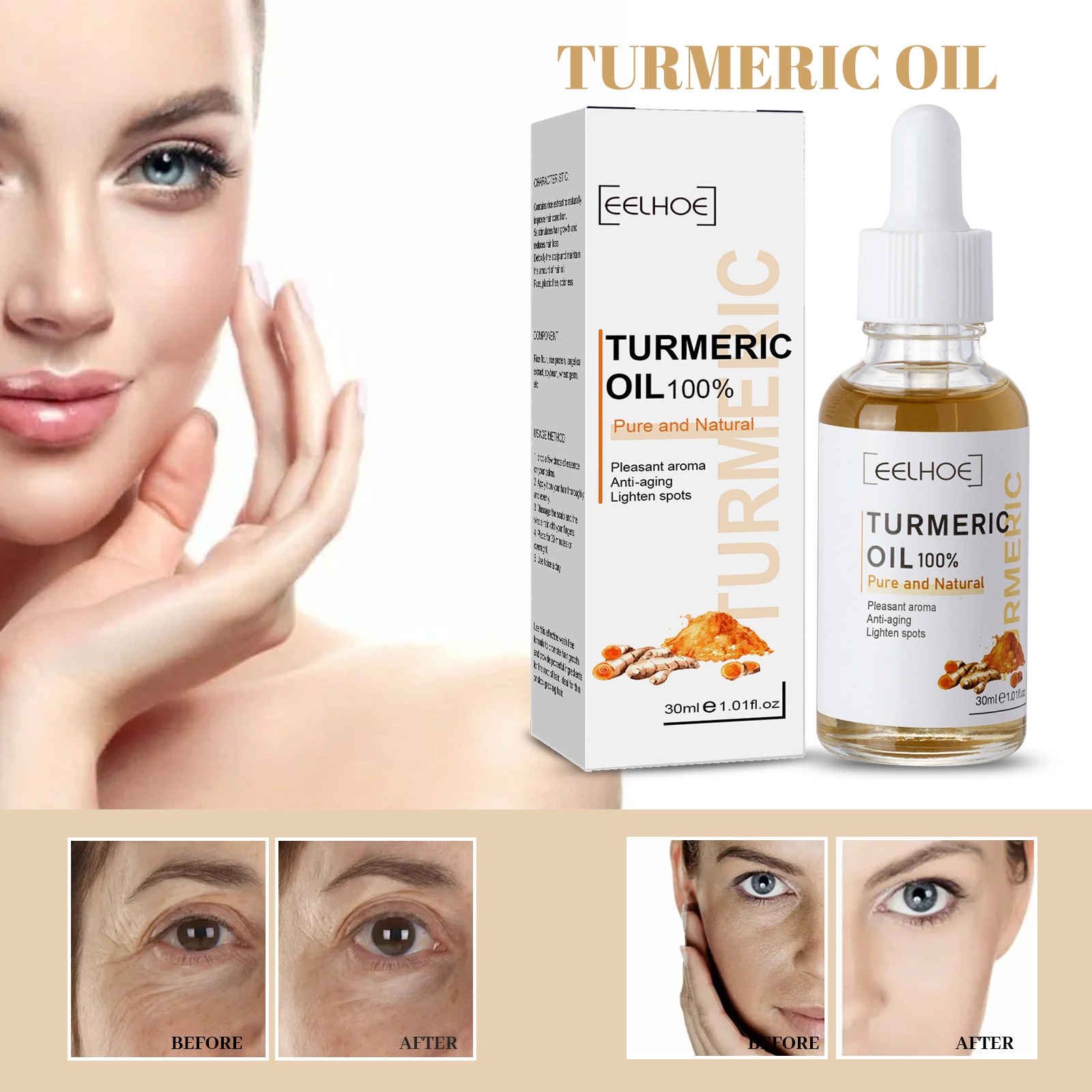 NATUREASY Turmeric Dark Spot Corrector Serum, Turmeric Oil Facial Skin Care Serum For Face