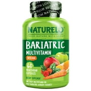 NATURELO Bariatric Multivitamin - One Daily with Iron - Supplement for Post Gastric Bypass Surgery Patients - Natural Whole Food Nutrition - 60 Veggie Capsules