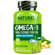 NATURELO Burpless Omega 3 Fish Oil Supplement - 1100mg Triglyceride Omega-3, EPA + DHA, Liquid Fish Oil for Heart, Eye, Brain, Joint Health - 60 Softgels, 2 Months Supply