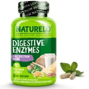 NATURELO Digestive Enzymes - Full Spectrum Support with a Broad Blend of 15 Enzymes Plus Ginger - 90 Vegan Capsules