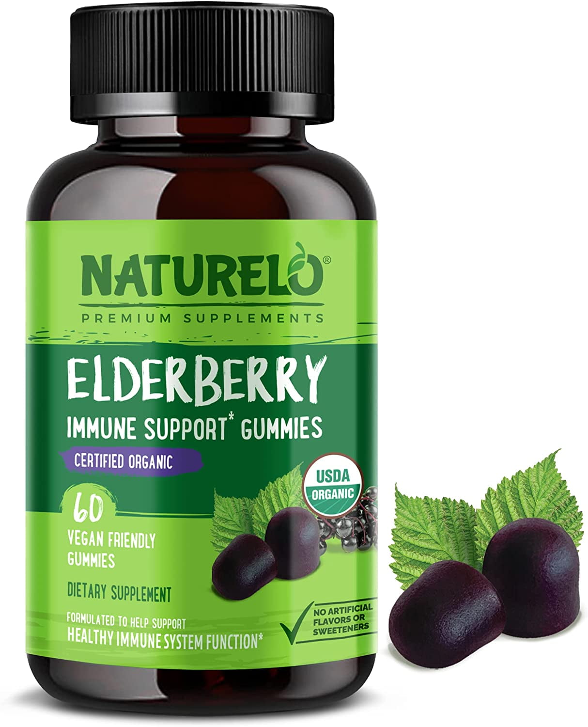 NATURELO Elderberry Gummies Immune Support with Sambucus Elderberry
