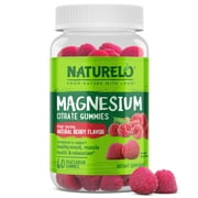 NATURELO Magnesium Citrate Gummies - for Calm & Relaxation Support, Natural Berry Magnesium Gummies, 60 Vegetarian Gummies