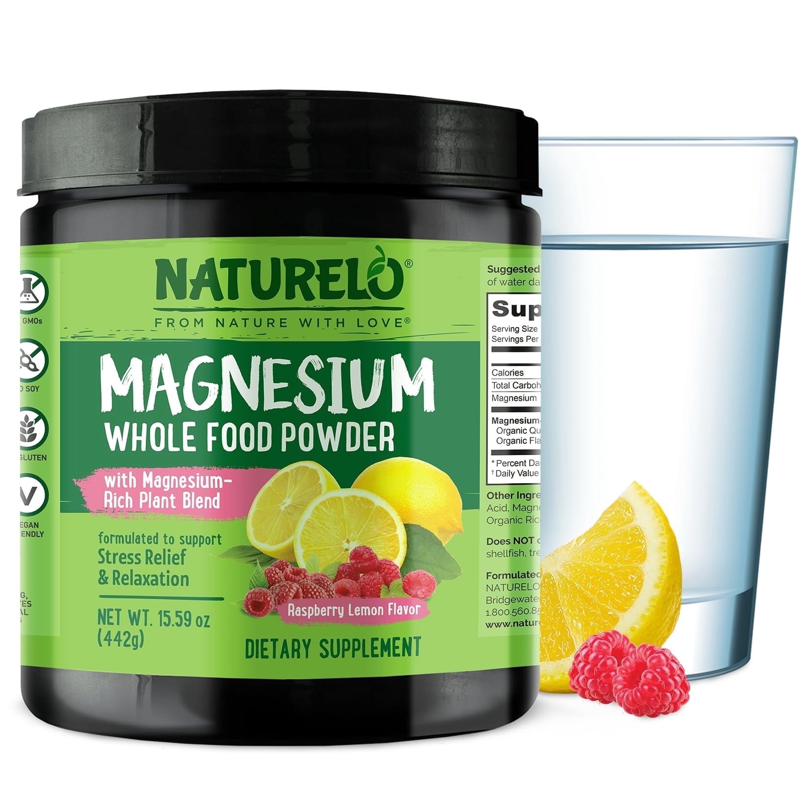 NATURELO Magnesium Powder - Whole Food Calm Magnesium Powder with ...