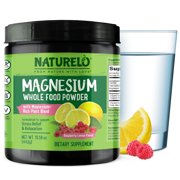 NATURELO Magnesium Powder - Whole Food Calm Magnesium Powder with Quinoa, Cauliflower, Flaxseed for Stress Relief, Raspberry Lemon 85 servings, 15oz