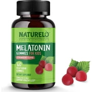 NATURELO Melatonin Gummies for Kids   Non-GMO, Gluten-Free, Soy Free - Strawberry Flavor - Gentle Sleep Supplement - 60 Vegetarian Gummies