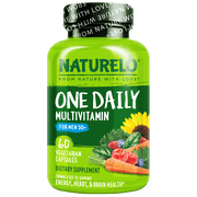 NATURELO Mens Multivitamins for Men 50+ One Daily Multivitamin for Men with Vitamins, Minerals & Organic Whole Foods, Boost Energy & Health, Non-GMO, 60 Vegetarian Capsules