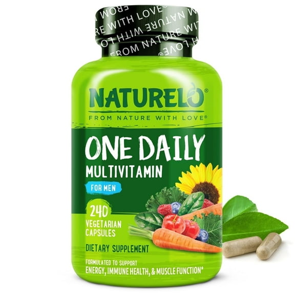NATURELO Mens Multivitamins - One Daily Multivitamin for Men with Vitamins, Minerals & Organic Whole Foods, Boost Energy & Health, Non-GMO, 240 Vegetarian Capsules