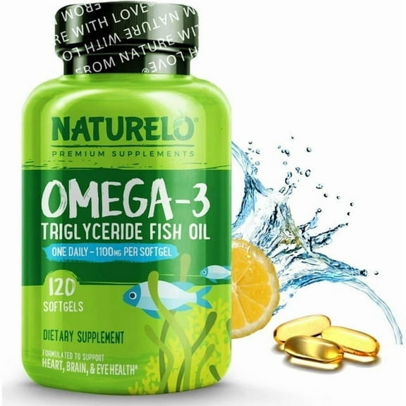 NATURELO Burpless Omega 3 Fish Oil Supplement - 1100mg Triglyceride Omega-3, EPA + DHA, Liquid Fish Oil for Heart, Eye, Brain, Joint Health - 120 Softgels, 4 Months Supply