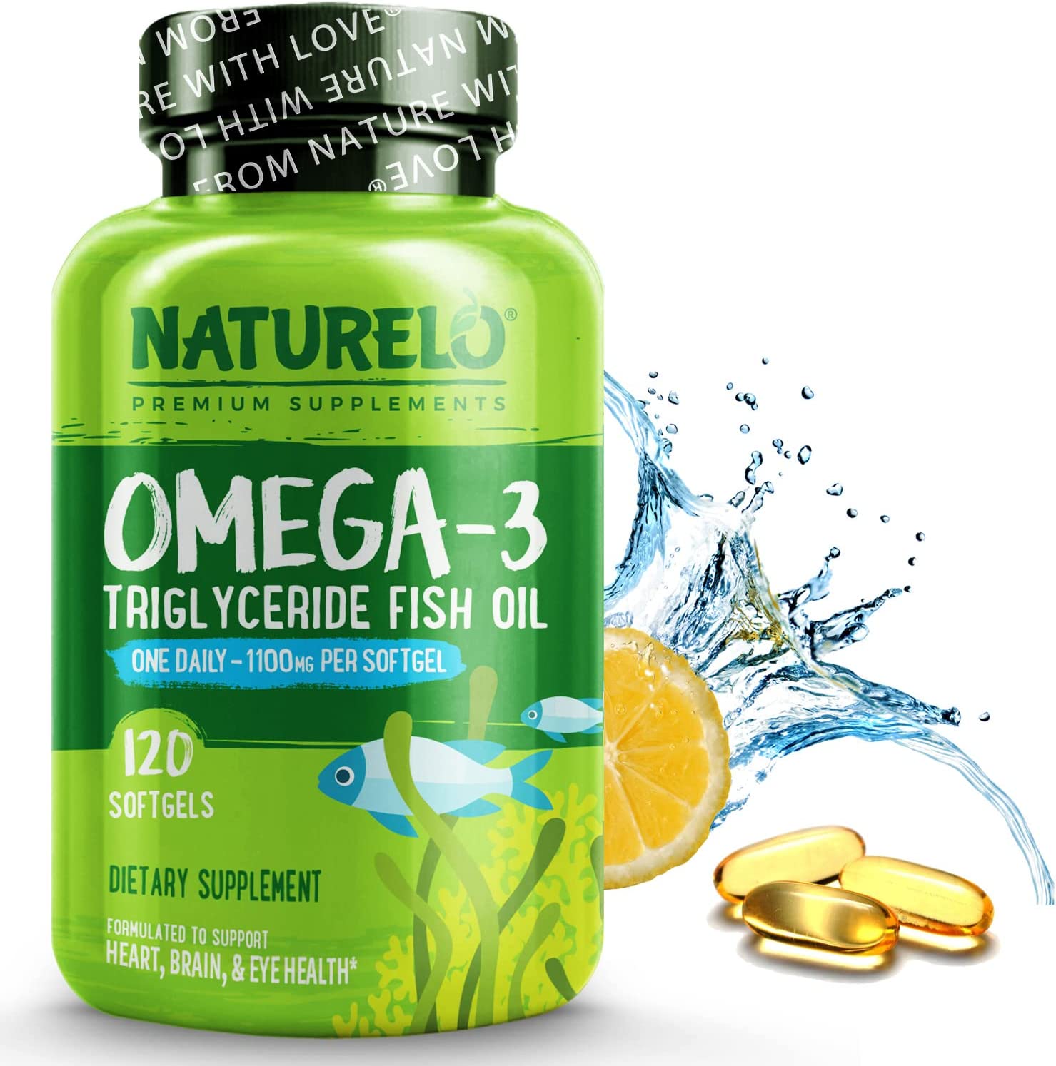 NATURELO Vegan DHA Omega 3 Oil from Algae Supplement for Brain, Heart, Joint, Eye Health