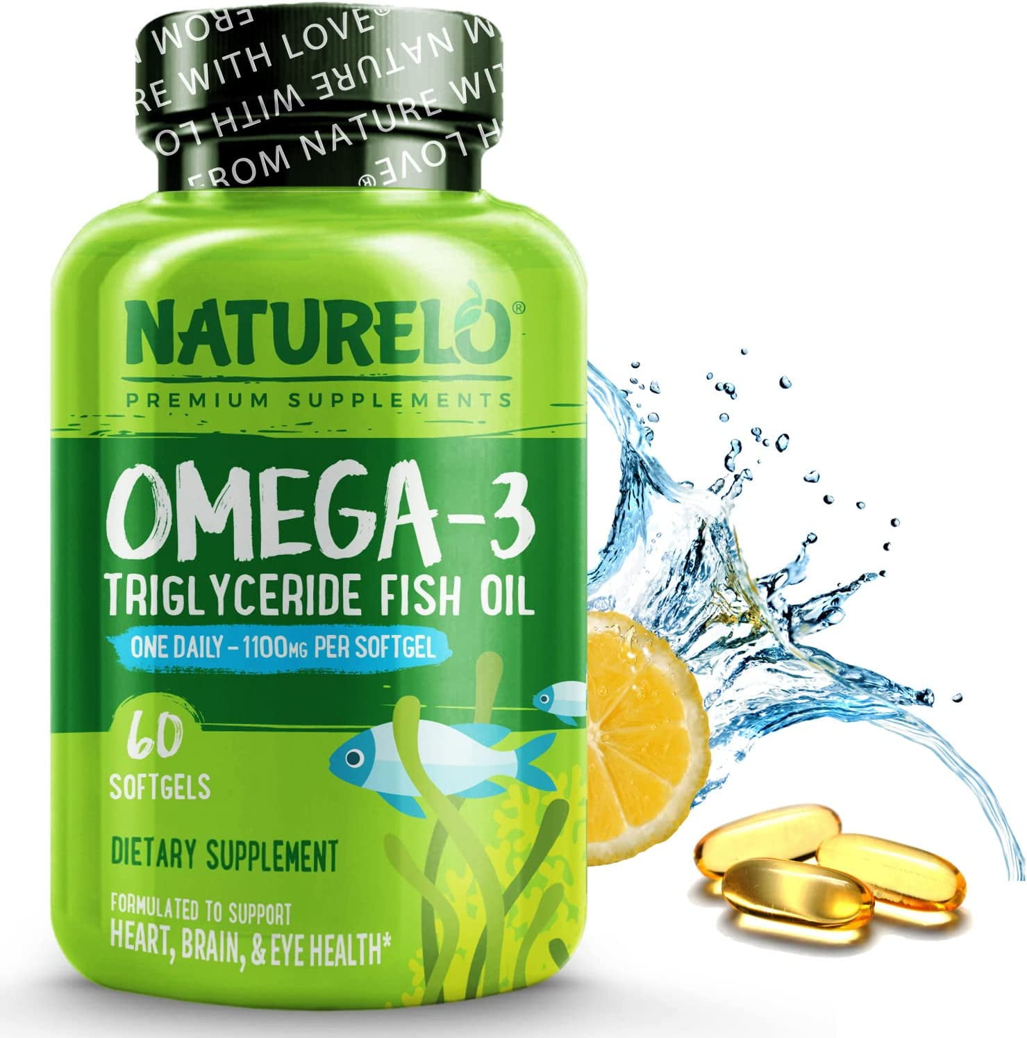 NATURELO Omega3 Fish Oil Supplement EPA + DHA 1100 mg Triglyceride