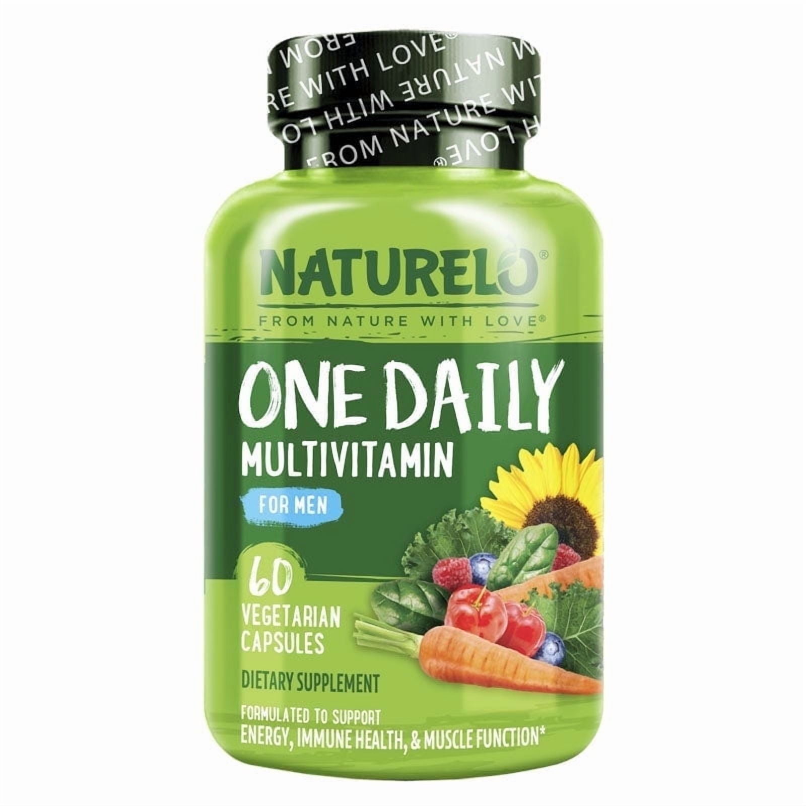 NATURELO Mens Multivitamins - One Daily Multivitamin for Men with Vitamins, Minerals & Organic Whole Foods, Boost Energy & Health, Non-GMO, 60 Vegetarian Capsules