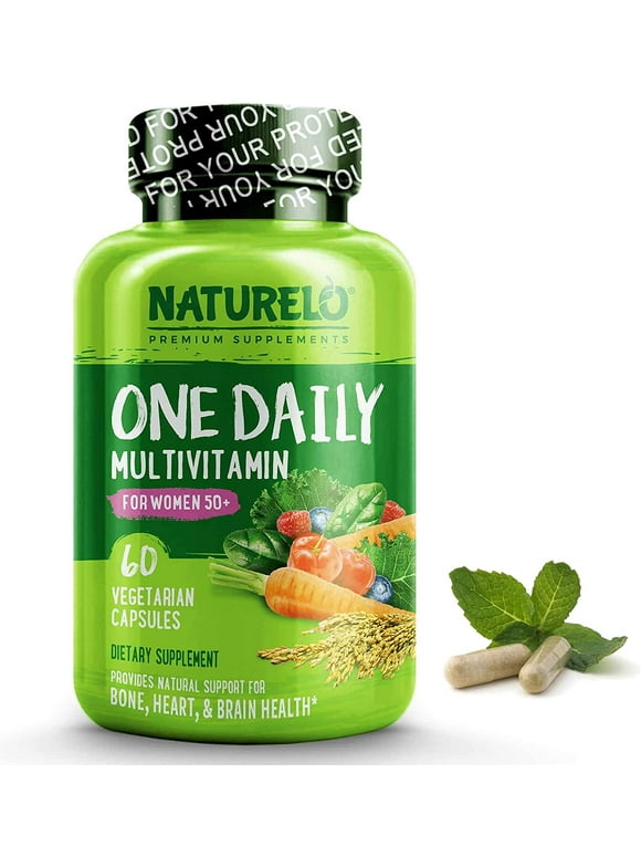 NATURELO One Daily Multivitamin for Women 50+ (Iron Free) - Menopause Support for Women Over 50 - Whole Food Supplement - Non-GMO - No Soy - 60 Capsules