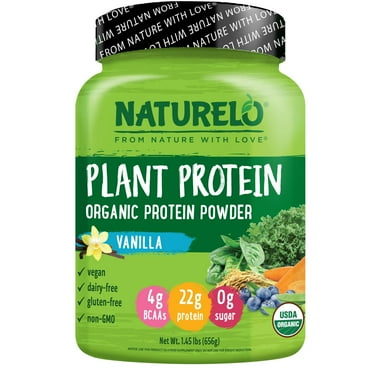 NATURELO Plant Protein Powder, Vanilla, 22g Protein - Vegan - 20 Servings