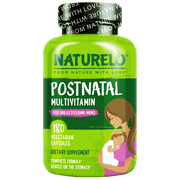 NATURELO Postnatal Multivitamin - Supplement for Breastfeeding Women - Plant-Based Vitamin D, Folate, Gentle Iron - for Nursing Mother, Baby - Post Natal Lactation Support 180 Capsules