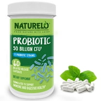 NATURELO Probiotic Supplement - 50 Billion CFU - 11 Strains - One Daily - Helps Support Digestive & Immune Health - Delayed Release - No Refrigeration Needed - 60 Vegan Capsules