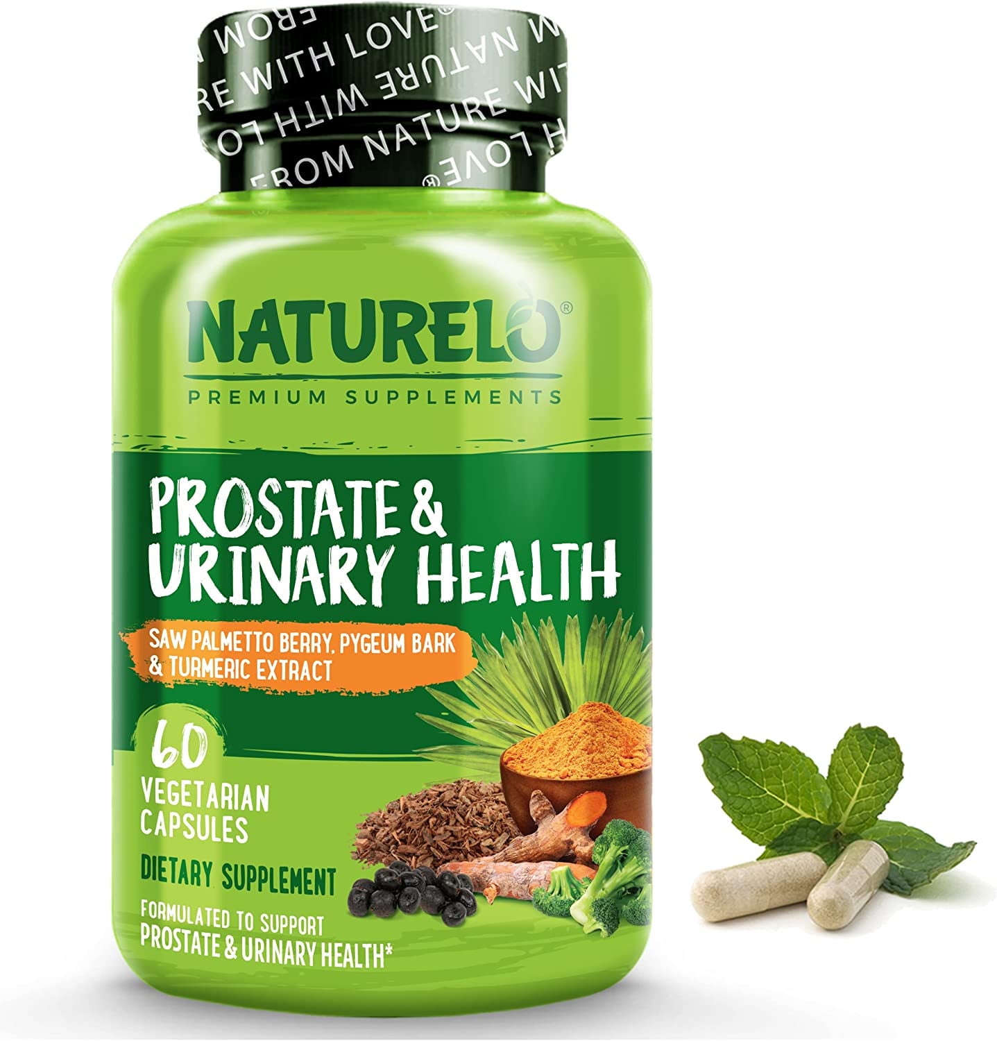 NATURELO Herbal Complex for Prostate & Urinary Health, Saw Palmetto