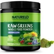NATURELO Raw Greens Superfood Powder - Wild Berry Flavor - Boost Energy, Detox, Enhance Health - Organic Spirulina - Wheat Grass - Whole Food Nutrition from Fruits & Vegetables - 30 Servings
