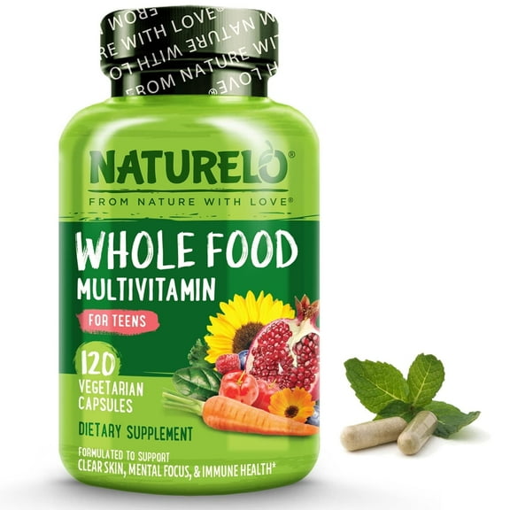 NATURELO Teen Multivitamin - Whole Food Multivitamin - with Minerals for Teenage Boys & Girls - Supplement for Active Kids - Non-GMO - Vegan & Vegetarian - 120 Capsules
