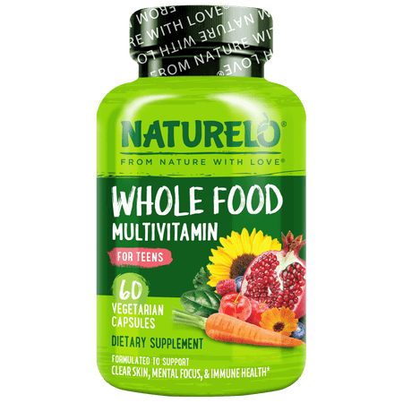 NATURELO Teen Multivitamin - Whole Food Multivitamin - with Minerals for Teenage Boys & Girls - Supplement for Active Kids - Non-GMO - Vegan & Vegetarian - 60 Capsules
