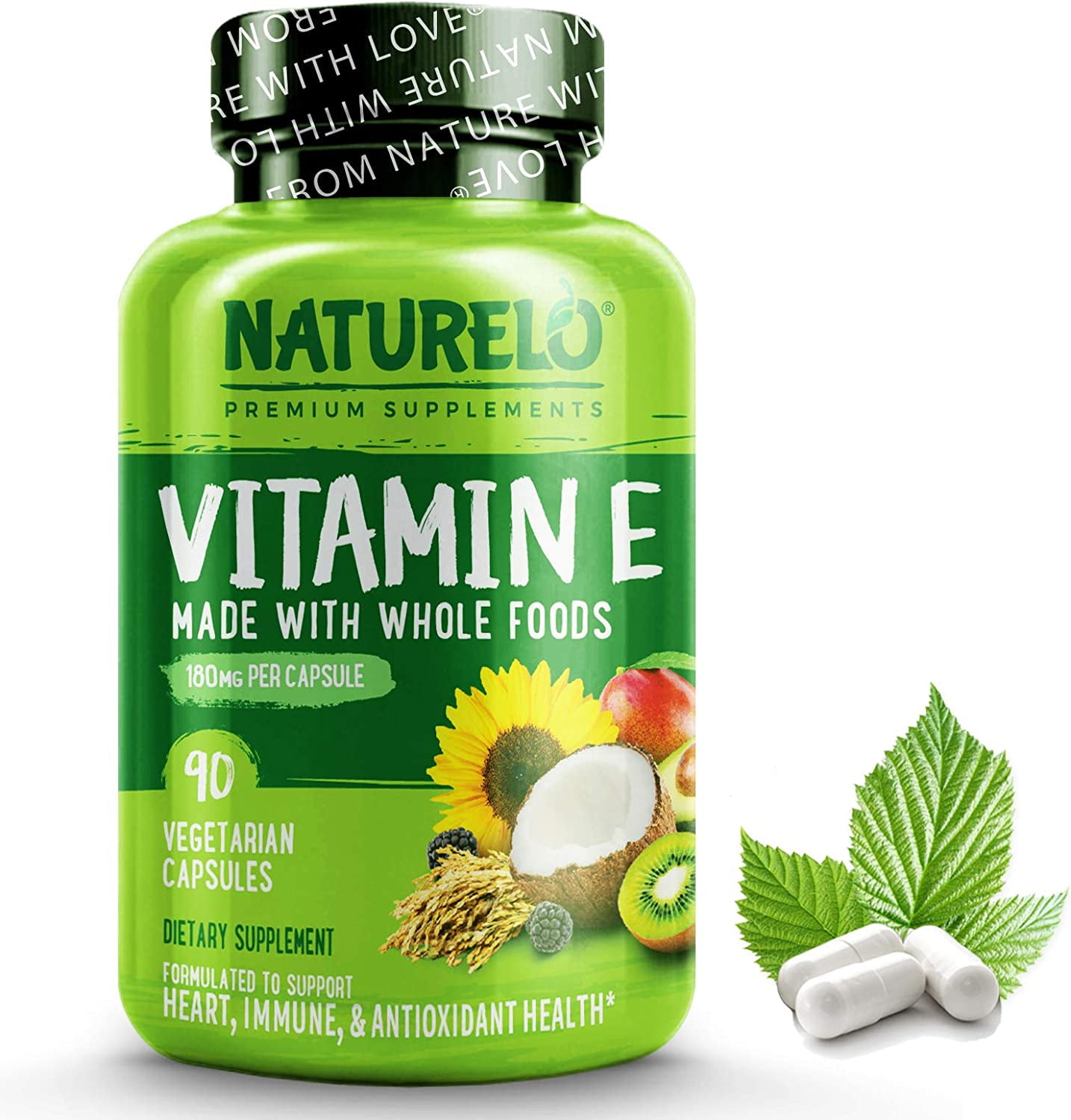 NATURELO Vitamin E 180 mg (300 IU) of Natural Mixed Tocopherols from