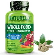 NATURELO Whole Food Multivitamin for Men 50+ with Vitamins, Minerals, Organic Herbal Extracts - Vegan Vegetarian - for Energy, Brain, Heart and Eye Health - 240 Capsules