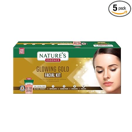 NATURES ESSENCE Glowing Gold Facial Kit With Free Facewash 75g +25g free