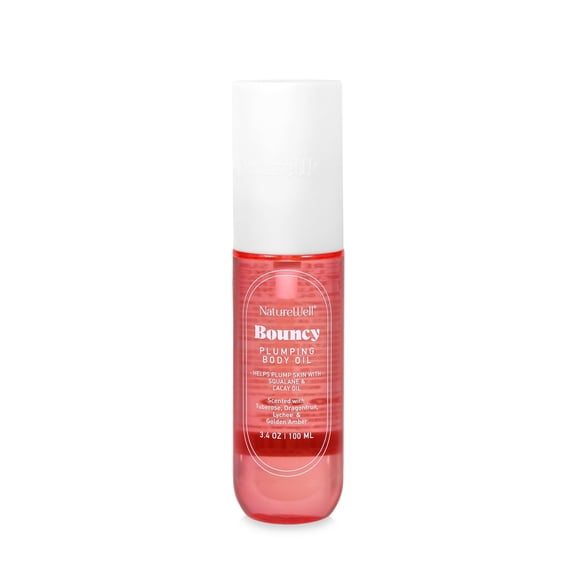 NATUREWELL Bouncy Plumping Body Oil, Fast-Absorbing Formula Designed to Support Skin Elasticity, Smoothness, & Bounce, Scented with Tuberose, Dragonfruit, Lychee & Golden Amber, 3.4 Oz