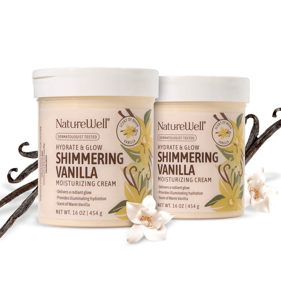 NatureWell Shimmering Vanilla Hydrate & Glow Moisturizing Cream Pack of 2 (16 Oz Each)