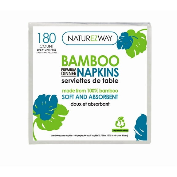 NATUREZWAY Bamboo Dinner Napkins | 2-Ply | Ultra-Soft & Highly Absorbent | Eco-Friendly | Tree-Free | for Cafeterias & Clinics | Perfect for Home, Parties & Events
