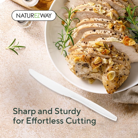 Bamboo Disposable Knives | Heavy-Duty, Eco-Friendly, Plant-Based, Compostable, Restaurant Grade