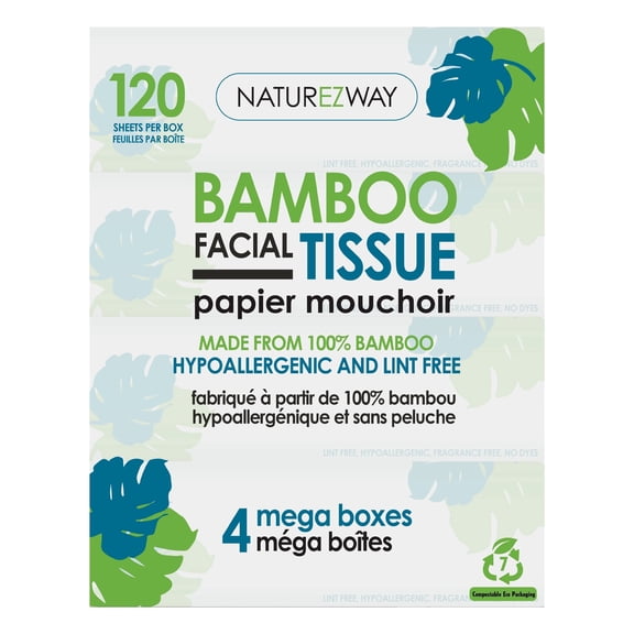 Bamboo Bamboo 2PLY Facial Tissue (4 Pack) | Eco-Friendly, Tree-Free, Ultra Soft, Sustainable, Planet-Based