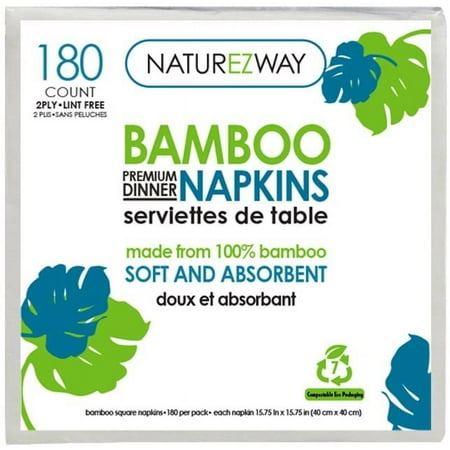 Bamboo 2-Ply Napkins (200 Count) | Soft, Absorbent, Eco-Friendly, Compostable, Hypoallergenic