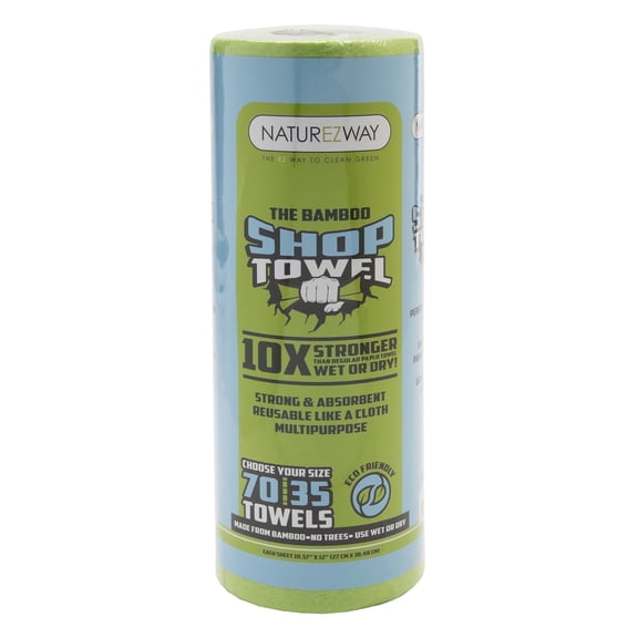 Naturezway Bamboo Shop Towel Rolls | 1 Roll (70/35 Towels per Roll) | 12 Roll Case Pack | Ultra-Durable & Eco-Friendly