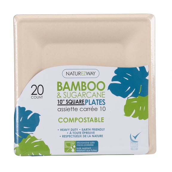 NATUREZWAY 10" Compostable Plates (240 Pack) | Eco-Friendly for Institutional Use