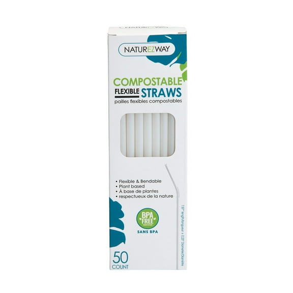 Naturezway Compostable Flexible Straws, Eco-Friendly, Plant-Based