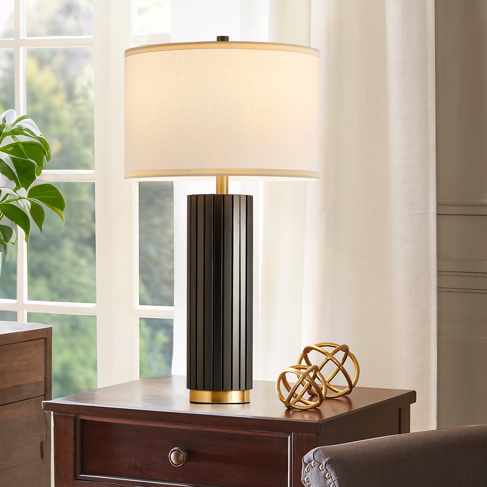 NATYSWAN 28-Inch Industrial Metal Table Lamp with Rotary Switch, Vintage Style for Desk, Living Room, and Bedroom（Bulb Not Included）