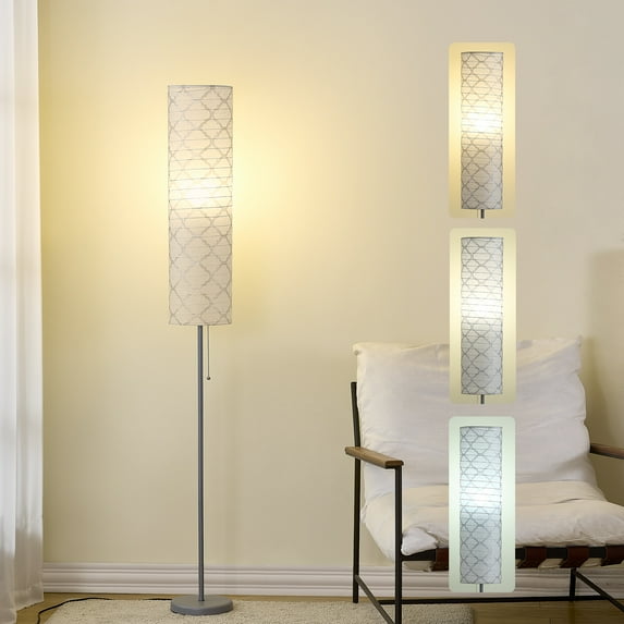 NATYSWAN 65" Floor Lamp for Living Room - Minimalist Paper Lantern Tall Corner Lamp for Bedroom, Home Office, LED Bulb Included&Pull Chain Switch