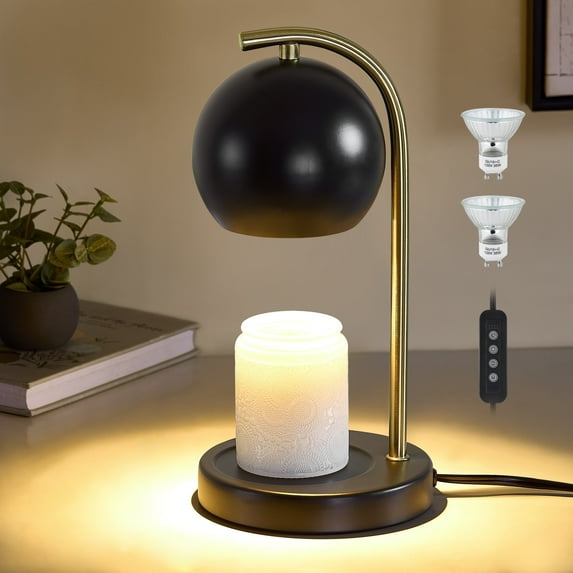 NATYSWAN Candle Warmer Lamp with Timer & Dimmer Electric for Candle Jars, Ideal Gift, Bedroom Home Decor, No Flame Scented Wax Melting Lamp with 2 Bulbs