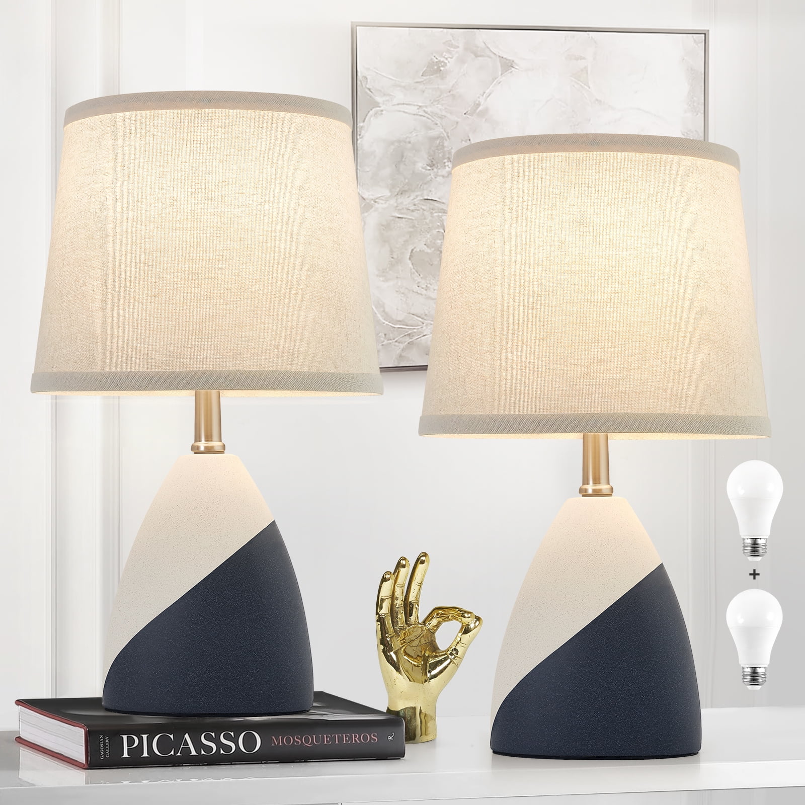 NATYSWAN Ceramic Table Lamps Set of 2, Modern Liberia Ubuy