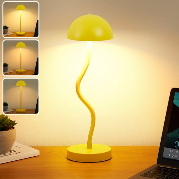 NATYSWAN Cordless Table Lamp,Modern Dimmable LED Desk Lamp with USB Ports,Touch Eye-Caring Gooseneck Desk Lamp Battery Operated Lights for Home Office Bedroom Nightstand