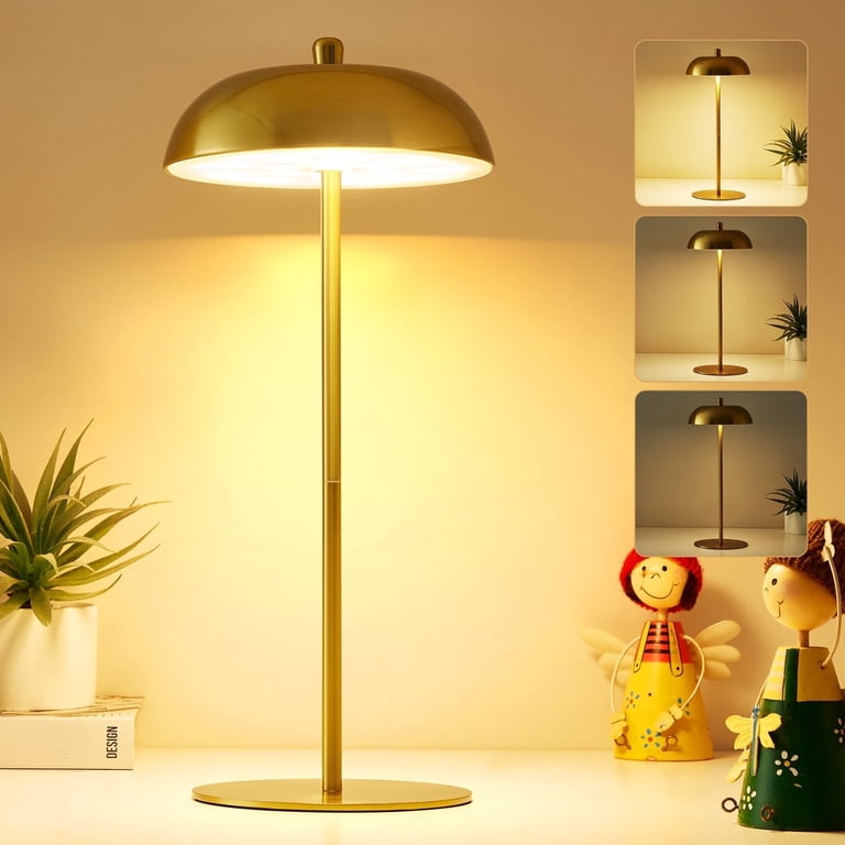 NATYSWAN Cordless Rechargeable LED Gold Desk Lamp with Dimmable