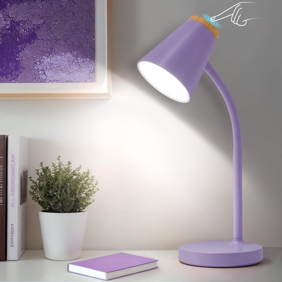 NATYSWAN Desk Lamps for College,Small LED Touch Lamp Dimmable Reading Light,Flexible Gooseneck Table Lamp for Bedside Bedroom Nightstand Purple