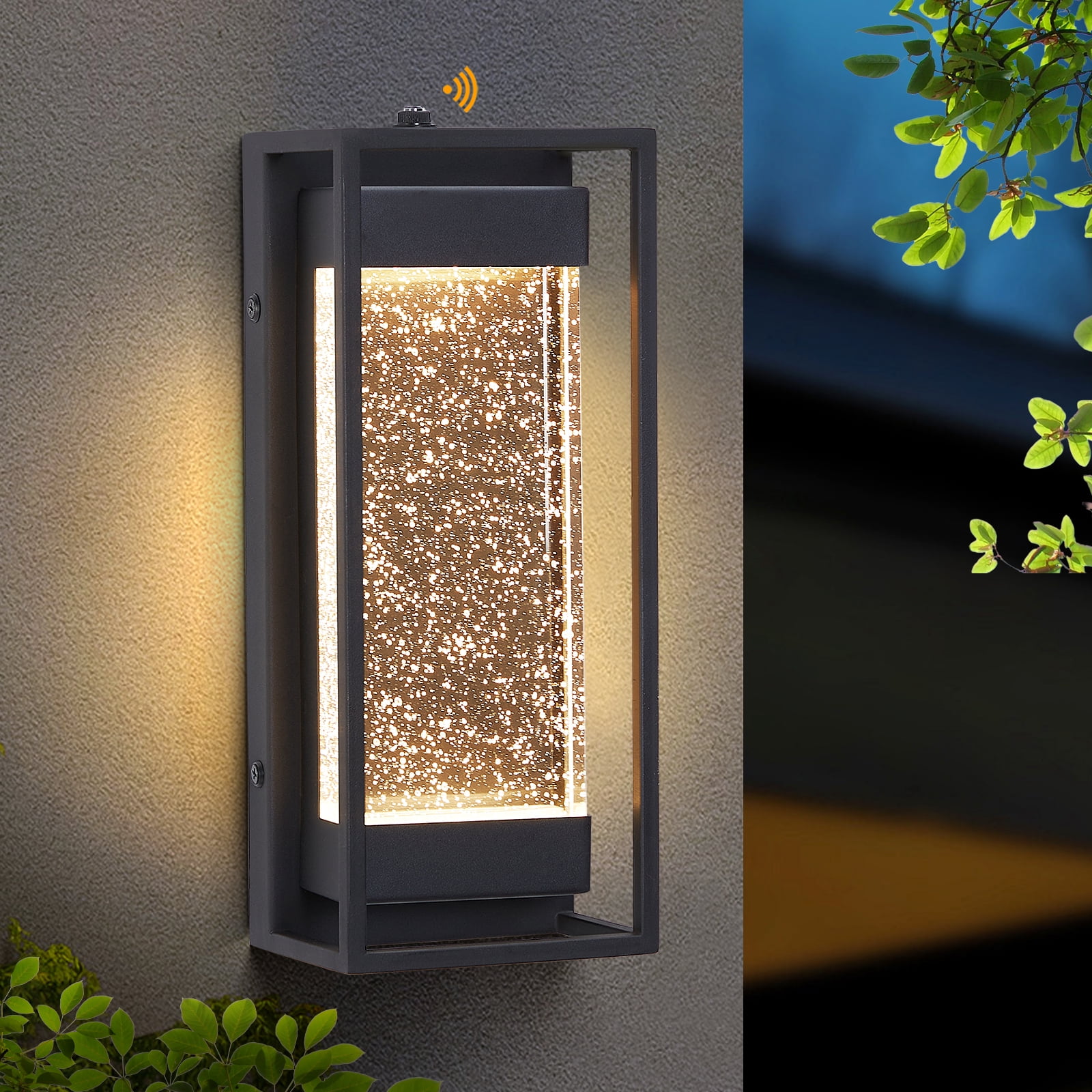 NATYSWAN Outdoor Wall Light, 16.5in porch lights outdoor, Dusk to Dawn Exterior Waterproof lighting fixtures, 6W Black outdoor sconce for home improvement