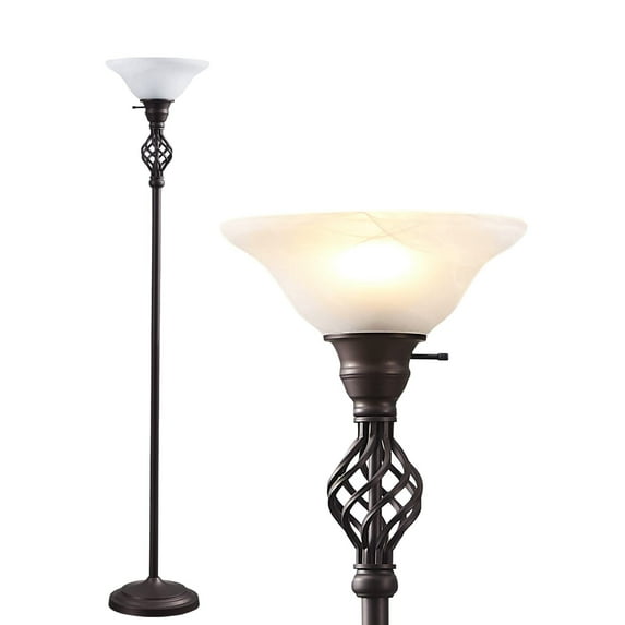 NATYSWAN Floor Lamp for Living Room, 72" Modern Bedroom Standing Lamp with 8W LED Bulb, 3000K Eye Protection Torchiere for Bedroom, Office, Living Room (Red Brown)